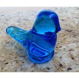 BLUE BIRD OF HAPPINESS Vintage Glass Bird Signed Ron Ray 1991